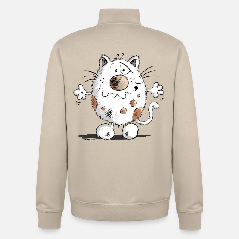 Mignon chat comique - Sweat zippé unisexe en coton bio Stanley/Stella - beige crème