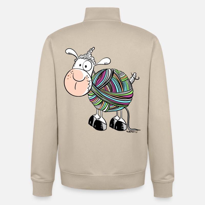 Coloured Sheep - Sheep - Comic - wool - Unisex Organic Zip Sweatshirt by Stanley/Stella - desert dust