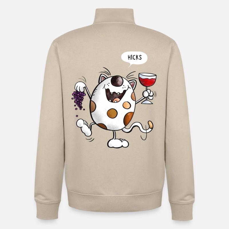 Mignon chat comique - Sweat zippé unisexe en coton bio Stanley/Stella - beige crème