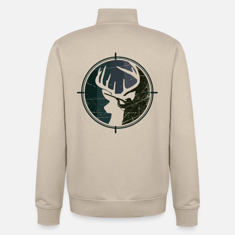 Jäger - Jagd - Hirsch - Unisex Organic Zip Sweatshirt von Stanley/Stella - Cremebeige