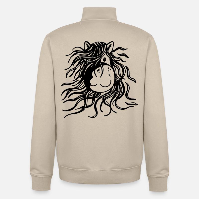 Joyeux Cheval - Chevaux - Poney - Bande dessinée - Sweat zippé unisexe en coton bio Stanley/Stella - beige crème
