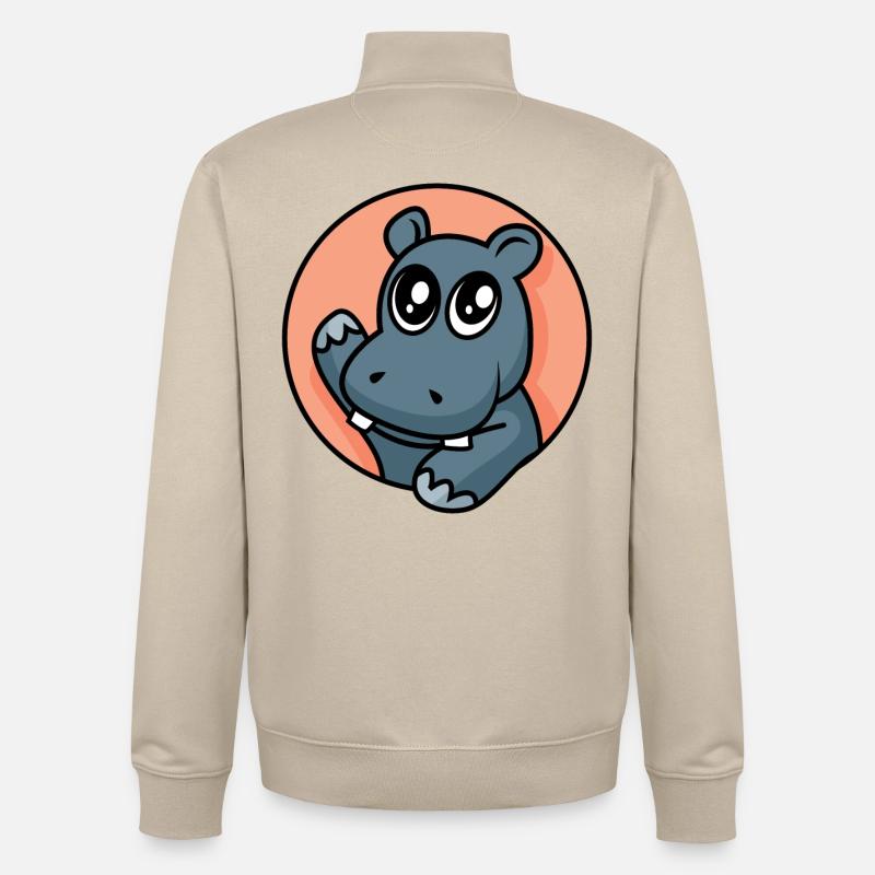 Hippopotame drôle - conception - Sweat zippé unisexe en coton bio Stanley/Stella - beige crème