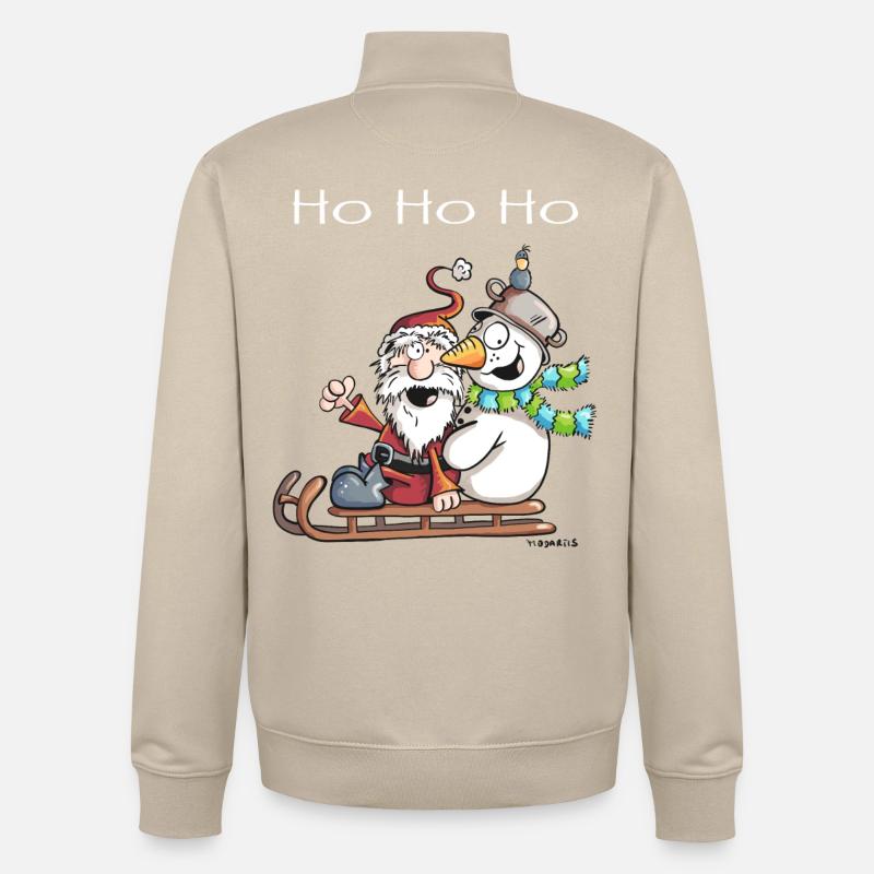 Weihnachtsmann und Schneemann - Comic - Unisex Organic Zip Sweatshirt von Stanley/Stella - Cremebeige