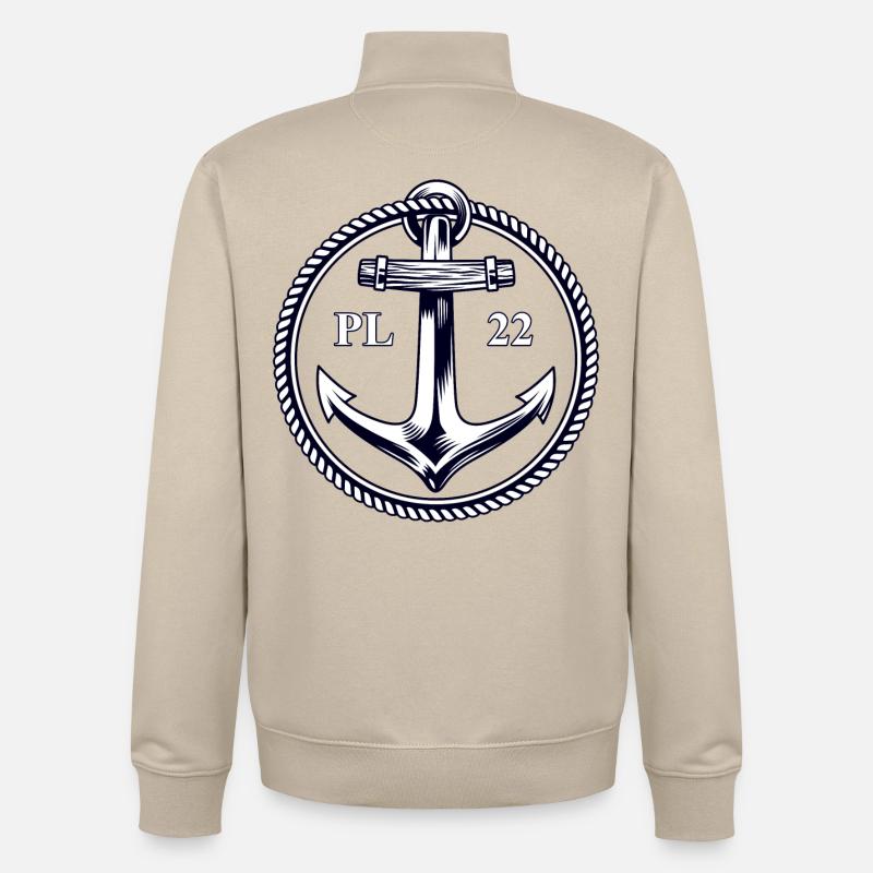 PL22 Ancre Marine - Sweat zippé unisexe en coton bio Stanley/Stella - beige crème