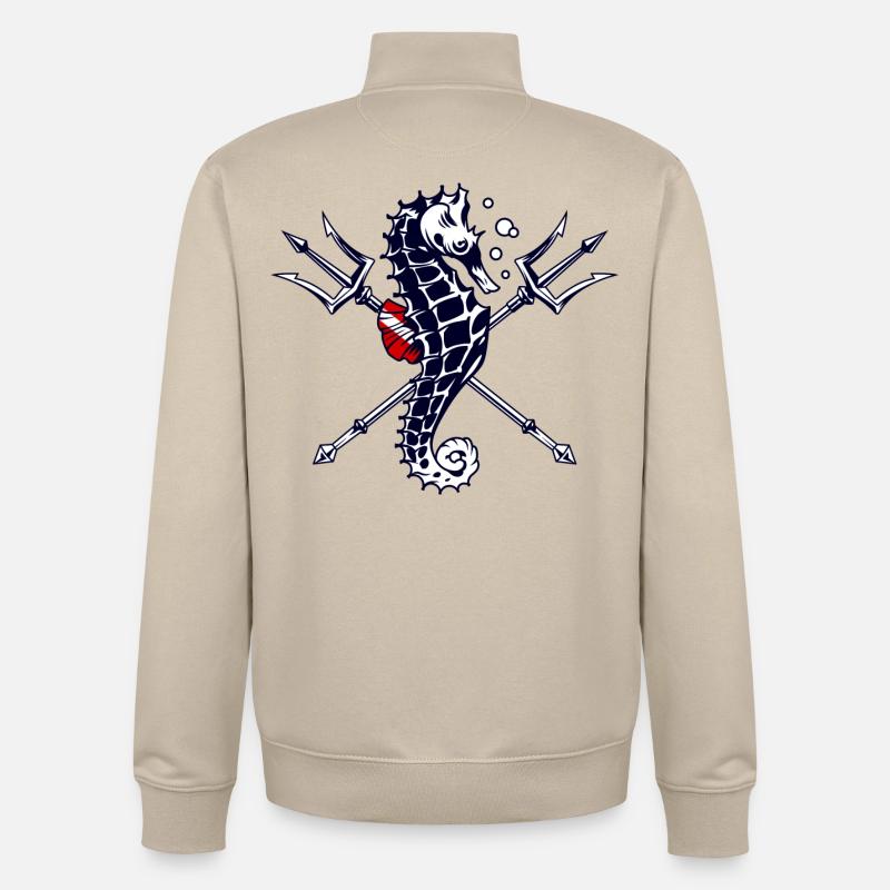 Taucher Trident Seepferdchen - Unisex Organic Zip Sweatshirt von Stanley/Stella - Cremebeige