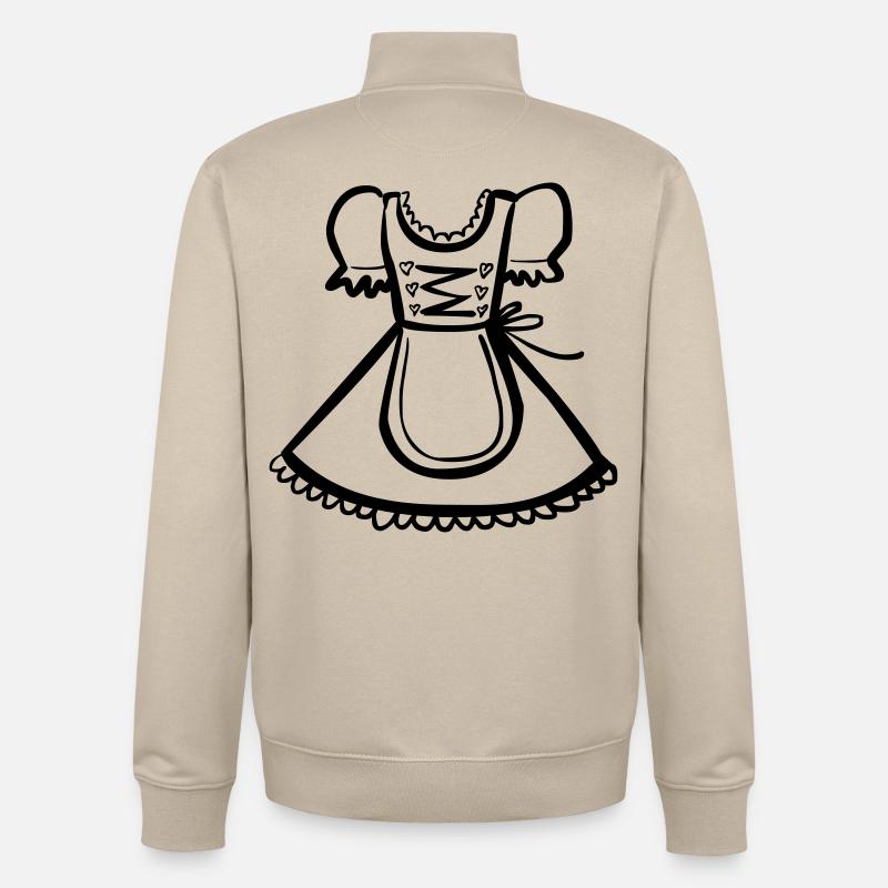 Dirndl – Schwarz-Weiß-Zeichnung – einfärbbar - Unisex Organic Zip Sweatshirt von Stanley/Stella - Cremebeige