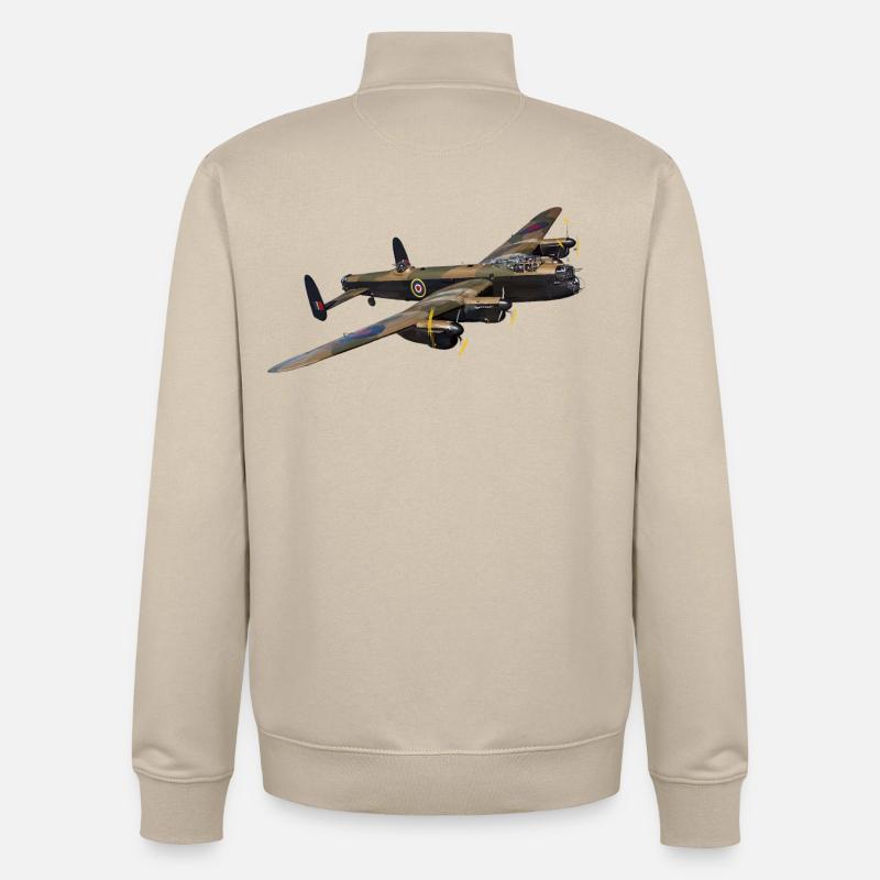 Avro Lancaster - Sweat zippé unisexe en coton bio Stanley/Stella - beige crème