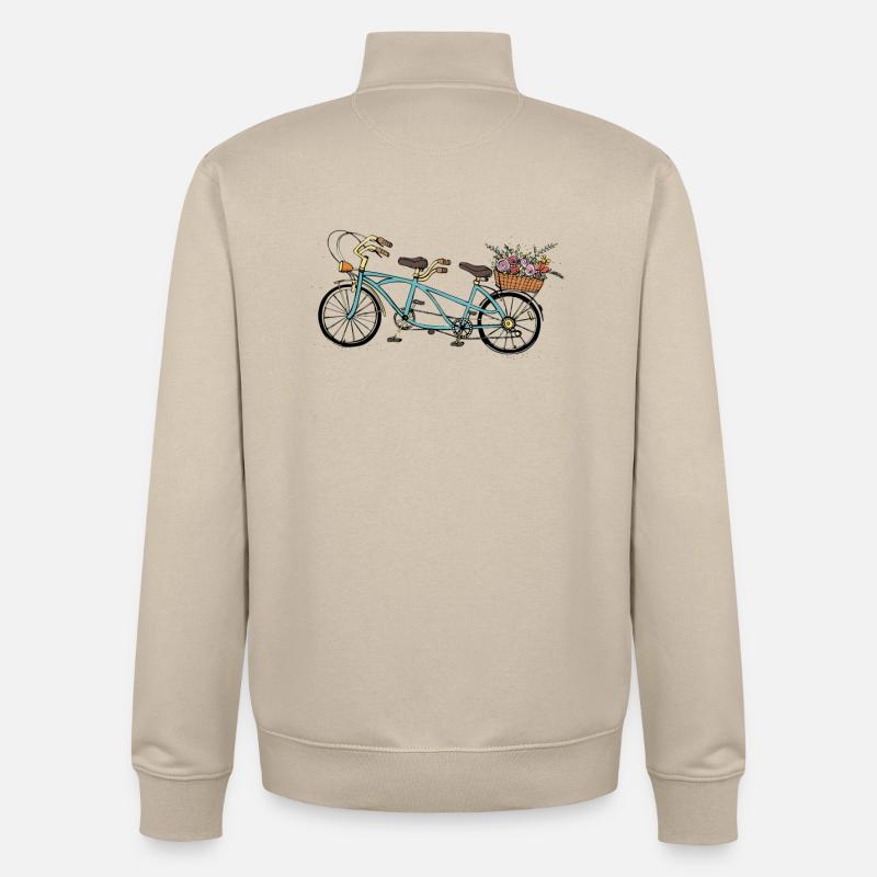 Tandem de fleurs - Sweat zippé unisexe en coton bio Stanley/Stella - beige crème
