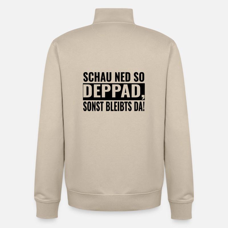 SCHAU NED SO DEPPAD, SONST BLEIBTS DA! - Unisex Organic Zip Sweatshirt von Stanley/Stella - Cremebeige