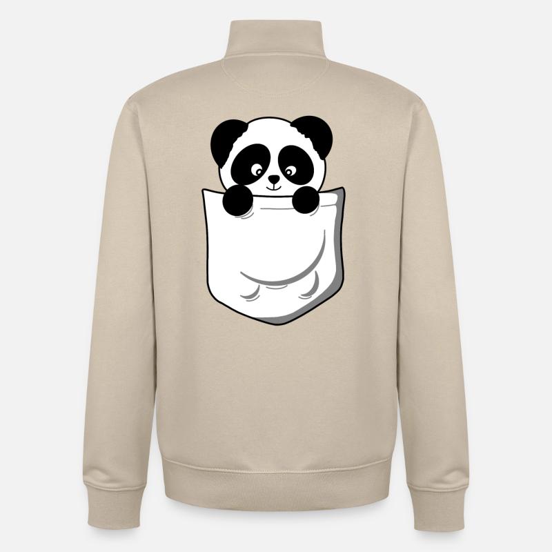 Panda Pandabär Pocket Lustig süß - Unisex Organic Zip Sweatshirt von Stanley/Stella - Cremebeige