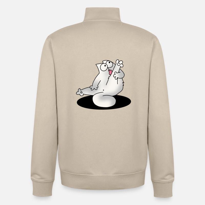 Chat drôle chats chaton cadeau - Sweat zippé unisexe en coton bio Stanley/Stella - beige crème