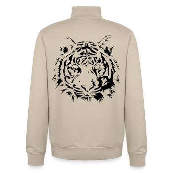 Tiger Zeichnung Raubkatze Portrait Illustration - Unisex Organic Zip Sweatshirt von Stanley/Stella - Cremebeige - Hinten - AI Model Male 185 dark (185cm)