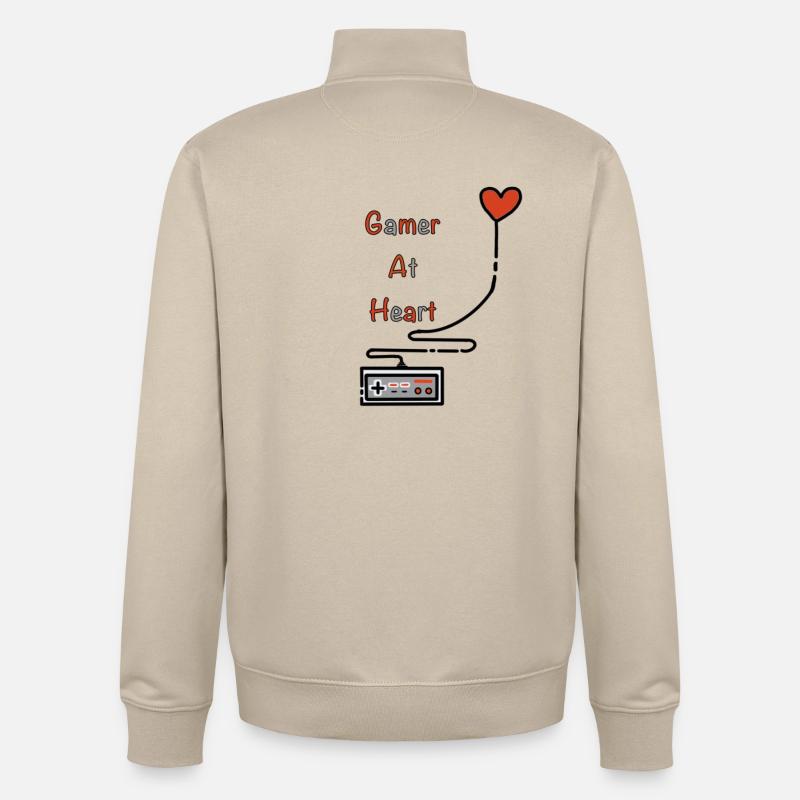 Gamer at Heart - Sweat zippé unisexe en coton bio Stanley/Stella - beige crème