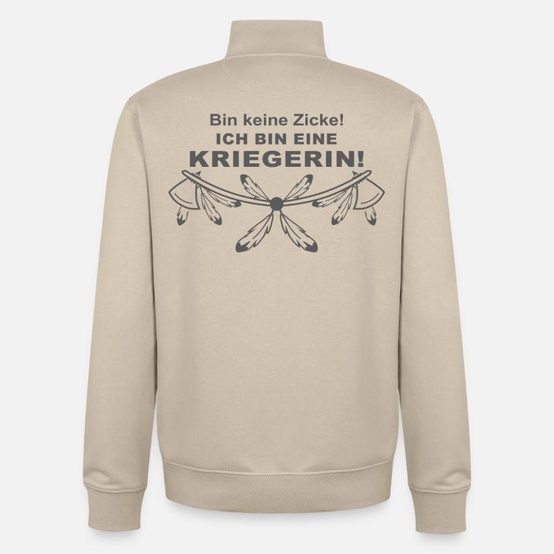 Ich bin eine Kriegerin - Unisex Organic Zip Sweatshirt von Stanley/Stella - Cremebeige