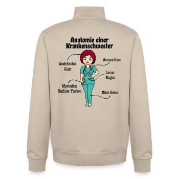 Krankenschwester Spital Pflegerin Sozialberuf - Unisex Organic Zip Sweatshirt von Stanley/Stella - Cremebeige - Hinten - AI Model Male 185 dark (185cm)