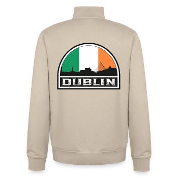 Dublin Irlande Skyline Silhouette Drapeau Irlandais Trave - Sweat zippé unisexe en coton bio Stanley/Stella - beige crème - Dos - AI Model Male 185 dark (185cm)