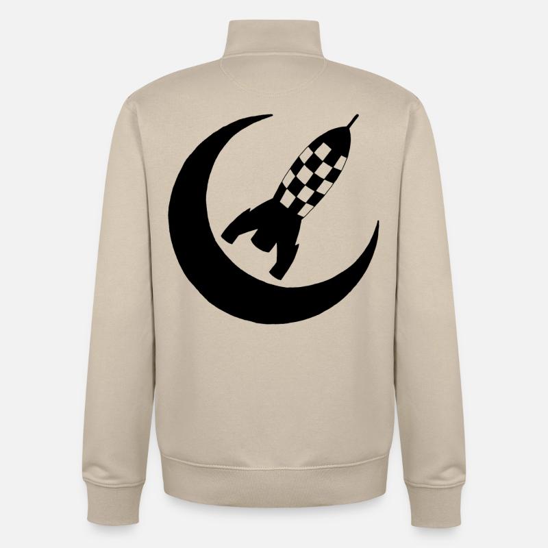 Fusée noire et demi-lune - Sweat zippé unisexe en coton bio Stanley/Stella - beige crème