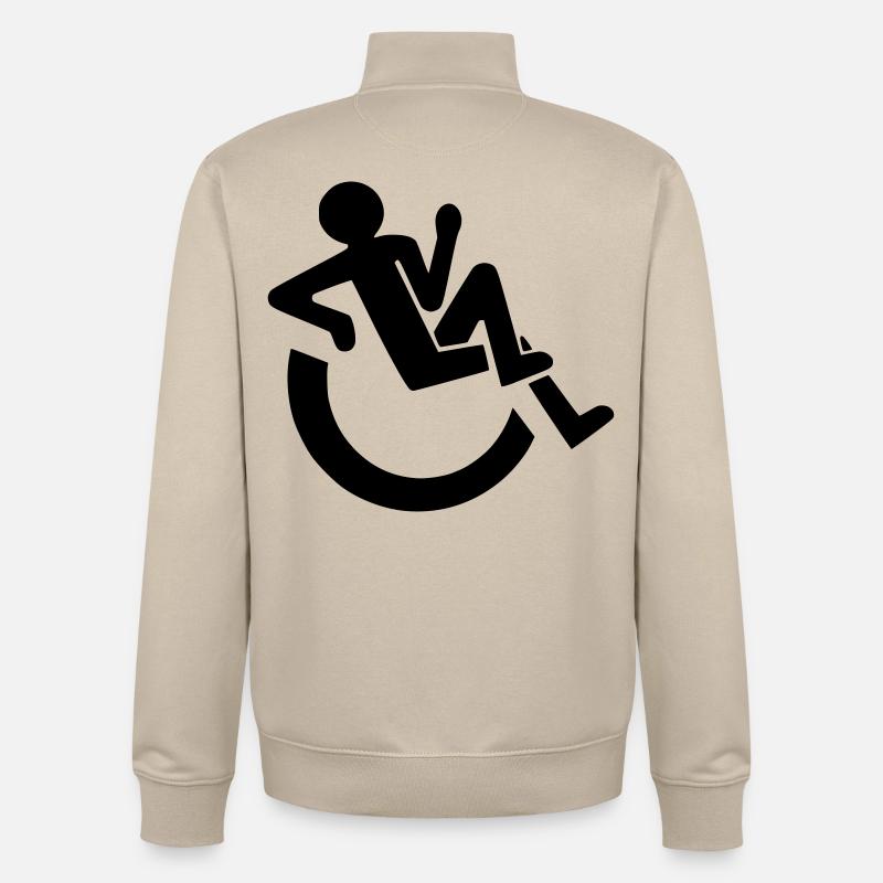 Entspannter Rollstuhlfahrer, Roller, Behinderter # - Unisex Organic Zip Sweatshirt von Stanley/Stella - Cremebeige