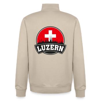 Luzern Suisse Skyline Travel Souvenir Swiss F - Sweat zippé unisexe en coton bio Stanley/Stella - beige crème - Dos - AI Model Male 185 dark (185cm)