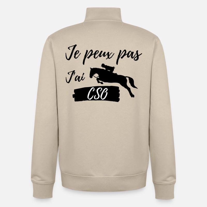 Je Peux pas J'ai CSO (cheval) - Sweat zippé unisexe en coton bio Stanley/Stella - beige crème