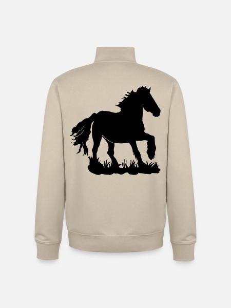 Friesians at a gallop - Unisex Organic Zip Sweatshirt by Stanley/Stella - desert dust
