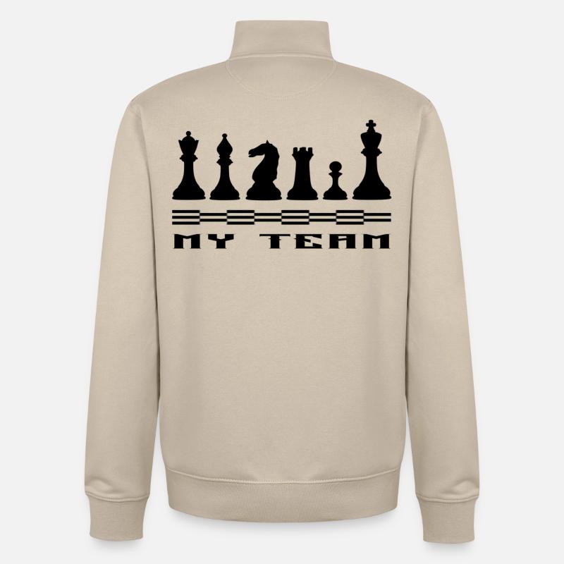 Échecs - Sweat zippé unisexe en coton bio Stanley/Stella - beige crème