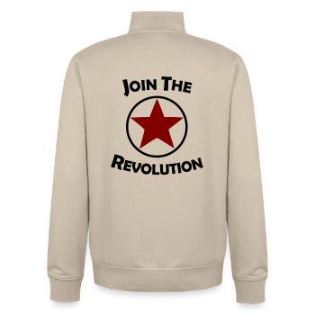 Révolution du socialisme - Sweat zippé unisexe en coton bio Stanley/Stella - beige crème - Dos - AI Model Male 185 dark (185cm)