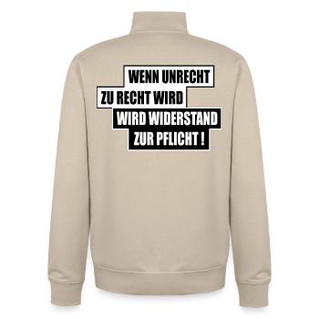 WENN UNRECHT ZU RECHT WIRD - Unisex Organic Zip Sweatshirt von Stanley/Stella - Cremebeige - Hinten - AI Model Male 185 dark (185cm)