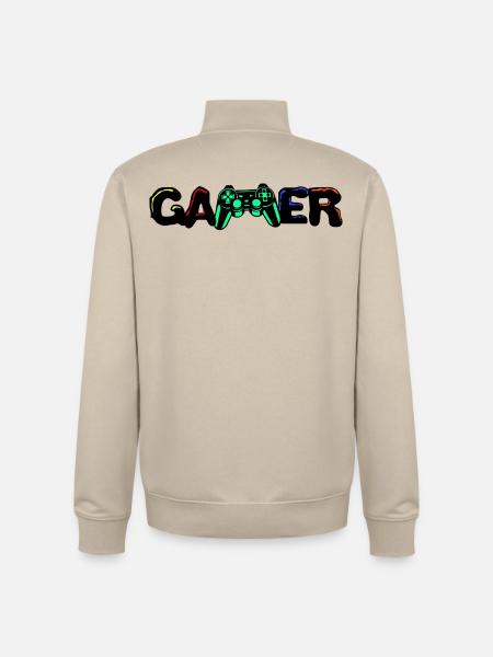 Gamer Games Zocker Controller Game Console Player - Unisex Organic Zip Sweatshirt by Stanley/Stella - desert dust
