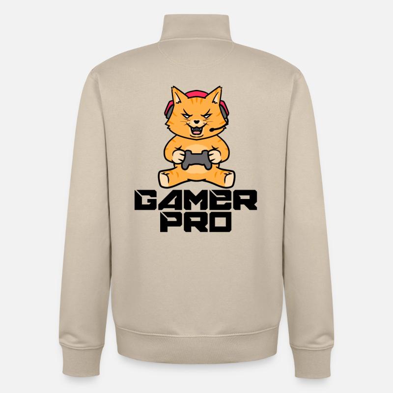 Gamer Zocker Headset Controller Videogames - Sweat zippé unisexe en coton bio Stanley/Stella - beige crème