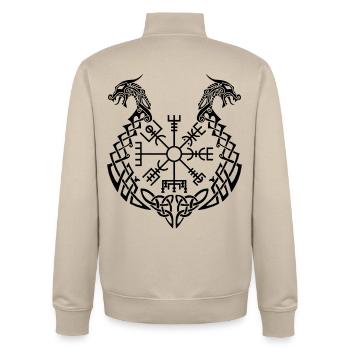 Schwarzer Drache und Wikingerkompass - Unisex Organic Zip Sweatshirt von Stanley/Stella - Cremebeige - Hinten - AI Model Male 185 dark (185cm)