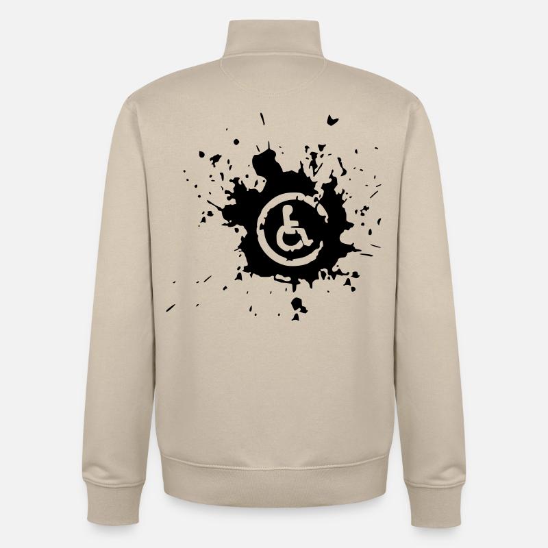 Bild Rollstuhl Behinderte Farbspritzer * - Unisex Organic Zip Sweatshirt von Stanley/Stella - Cremebeige