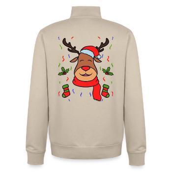 Rennais Noël décorations - Sweat zippé unisexe en coton bio Stanley/Stella - beige crème - Dos - AI Model Male 185 dark (185cm)