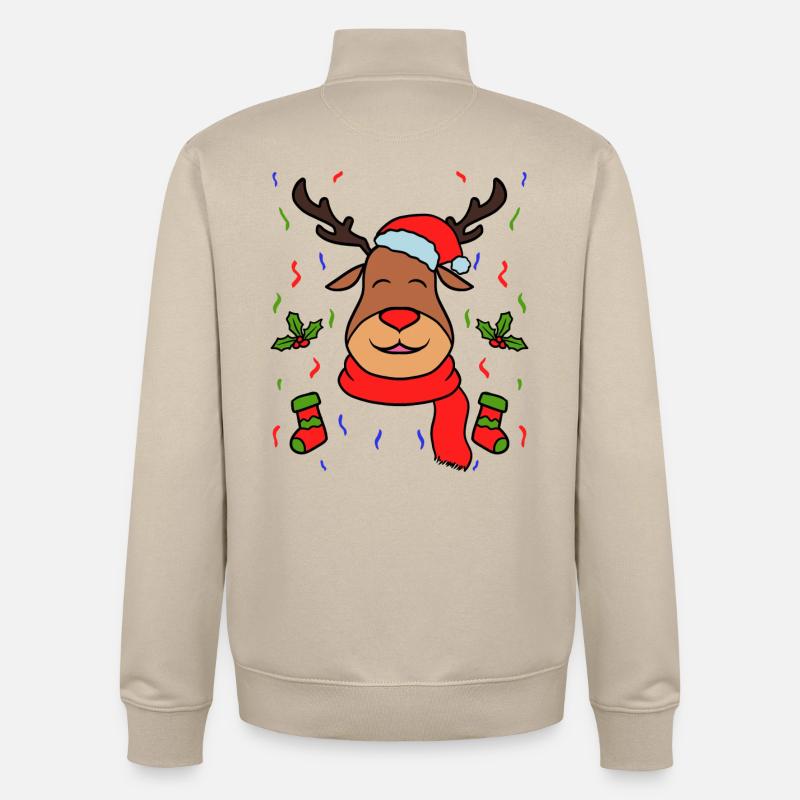 Rennais Noël décorations - Sweat zippé unisexe en coton bio Stanley/Stella - beige crème