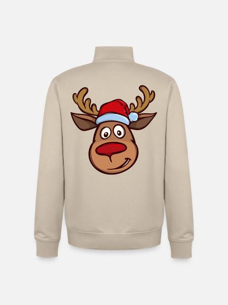 Christmas reindeer face - Unisex Organic Zip Sweatshirt by Stanley/Stella - desert dust