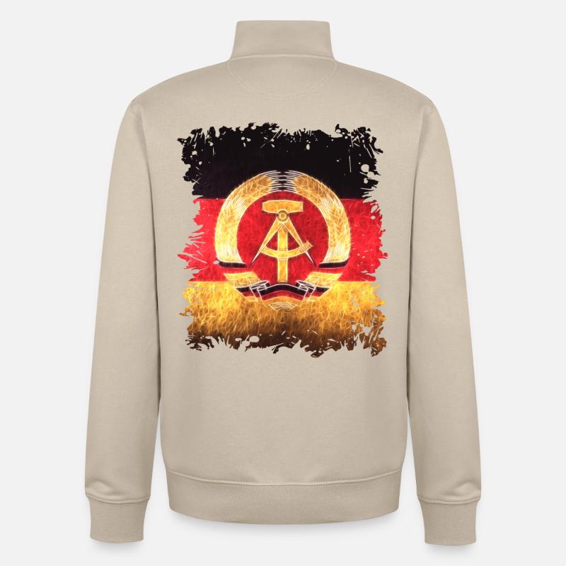 Drapeau de la RDA - Sweat zippé unisexe en coton bio Stanley/Stella - beige crème