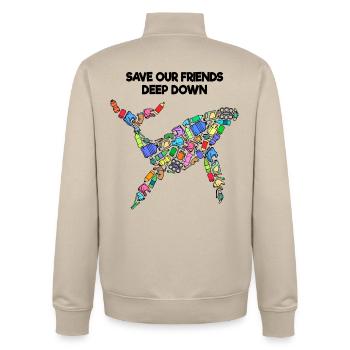 Artenschutz Erde Umwelt Statement - Unisex Organic Zip Sweatshirt von Stanley/Stella - Cremebeige - Hinten - AI Model Male 185 dark (185cm)