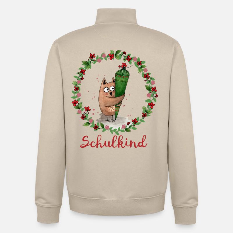Schulkind Eule - Unisex Organic Zip Sweatshirt von Stanley/Stella - Cremebeige