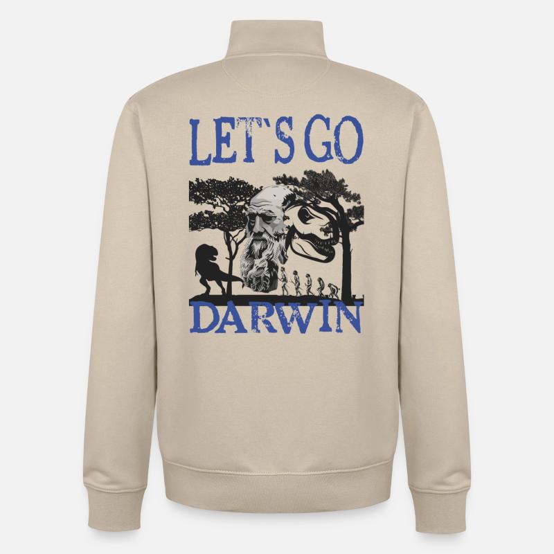 Charles Darwin Evolution textile gift idea - Unisex Organic Zip Sweatshirt by Stanley/Stella - desert dust