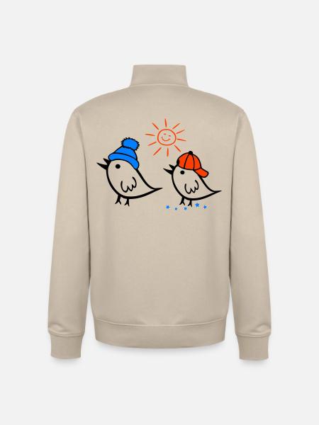 Sparrow, Sun, Spring - Unisex Organic Zip Sweatshirt by Stanley/Stella - desert dust