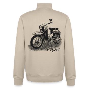 SIMSON Schwalbe KR51 - Sweat zippé unisexe en coton bio Stanley/Stella - beige crème - Dos - AI Model Male 185 dark (185cm)