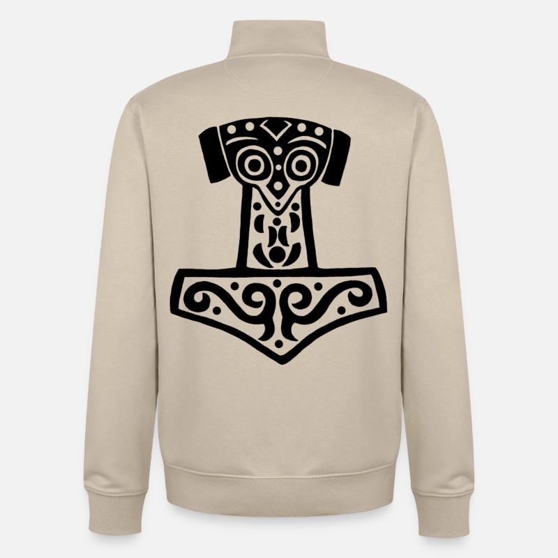 Marteau de Thor noir - Sweat zippé unisexe en coton bio Stanley/Stella - beige crème
