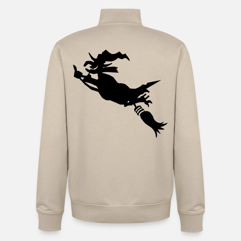 Witch with broom funny - Unisex Organic Zip Sweatshirt by Stanley/Stella - desert dust