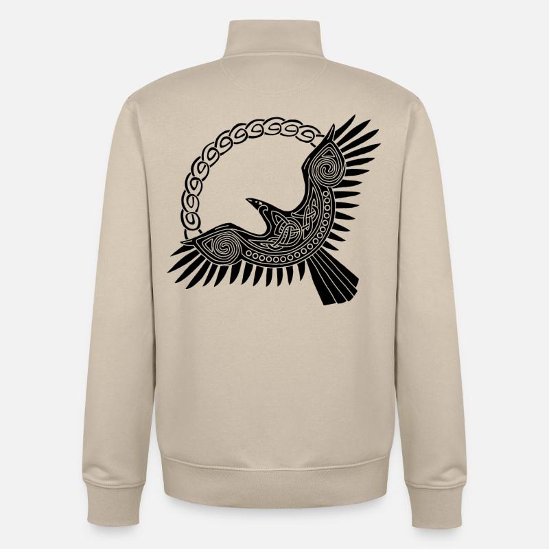 Aigle viking noir - Sweat zippé unisexe en coton bio Stanley/Stella - beige crème