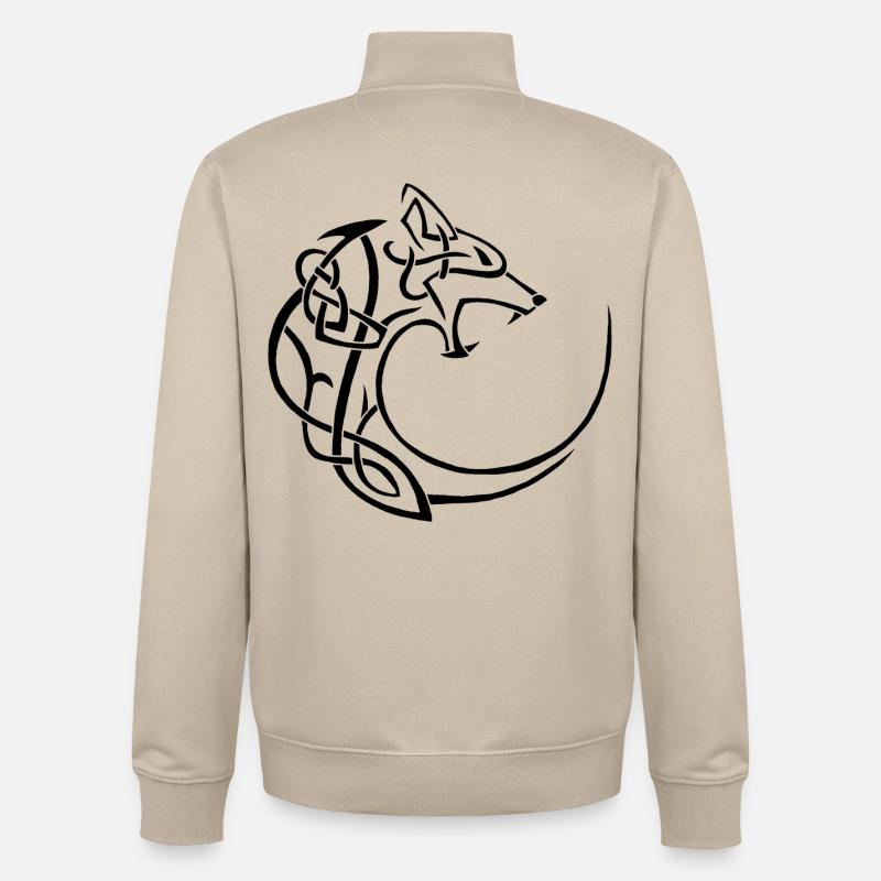 schwarzer Mondwolf - Unisex Organic Zip Sweatshirt von Stanley/Stella - Cremebeige