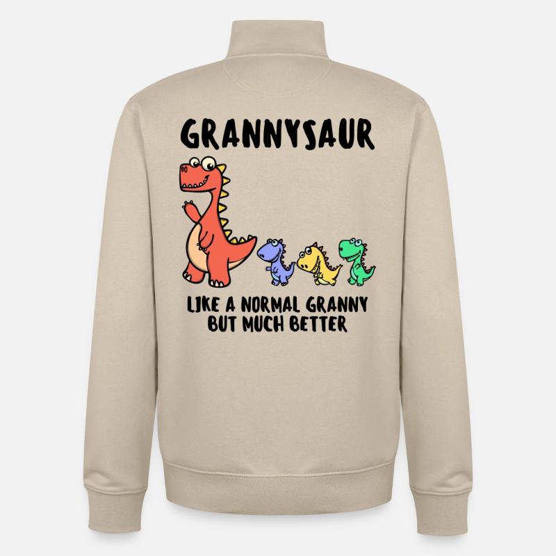 Grand-mère Grand-mère Dinosaure Drôle de déclaration - Sweat zippé unisexe en coton bio Stanley/Stella - beige crème