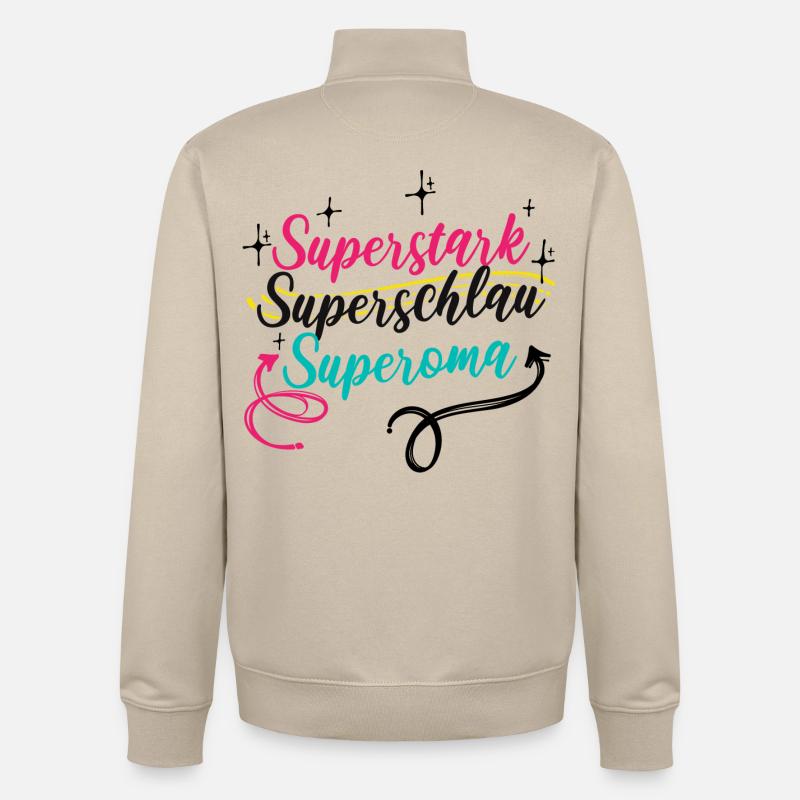 Oma Großmutter Superoma Alte Frau Spruch - Unisex Organic Zip Sweatshirt von Stanley/Stella - Cremebeige