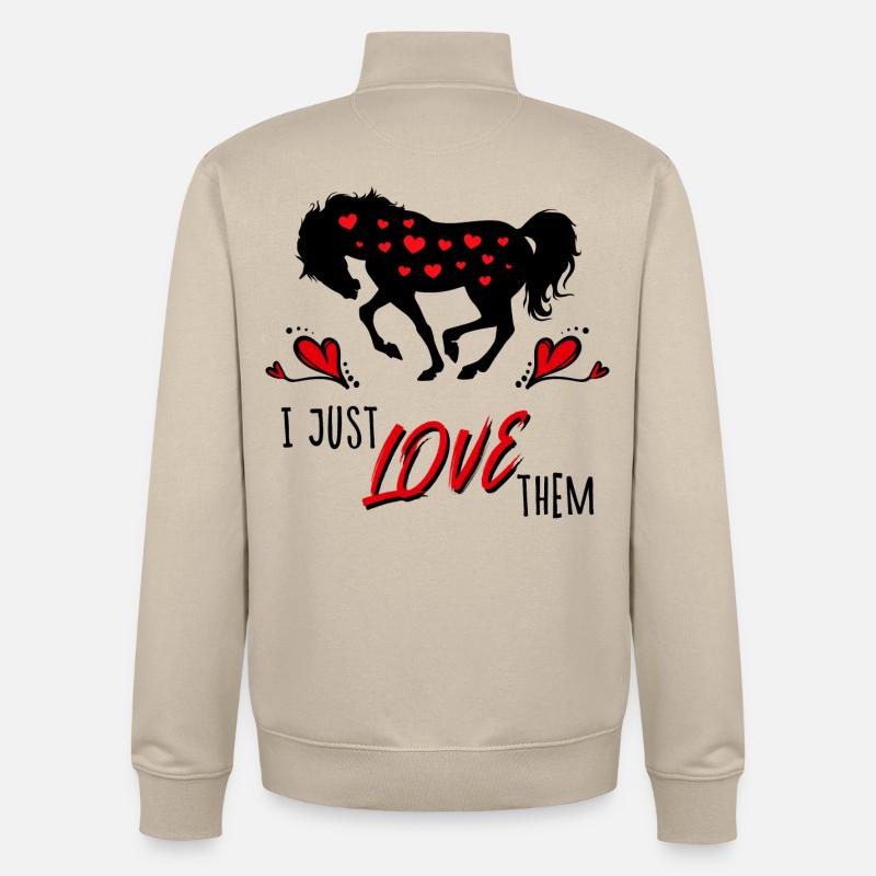 Isländer Islandpferde Pferde Statement Herz - Unisex Organic Zip Sweatshirt von Stanley/Stella - Cremebeige