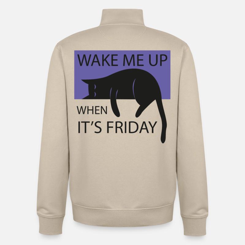 Wake me up when it's friday! - Unisex Organic Zip Sweatshirt von Stanley/Stella - Cremebeige