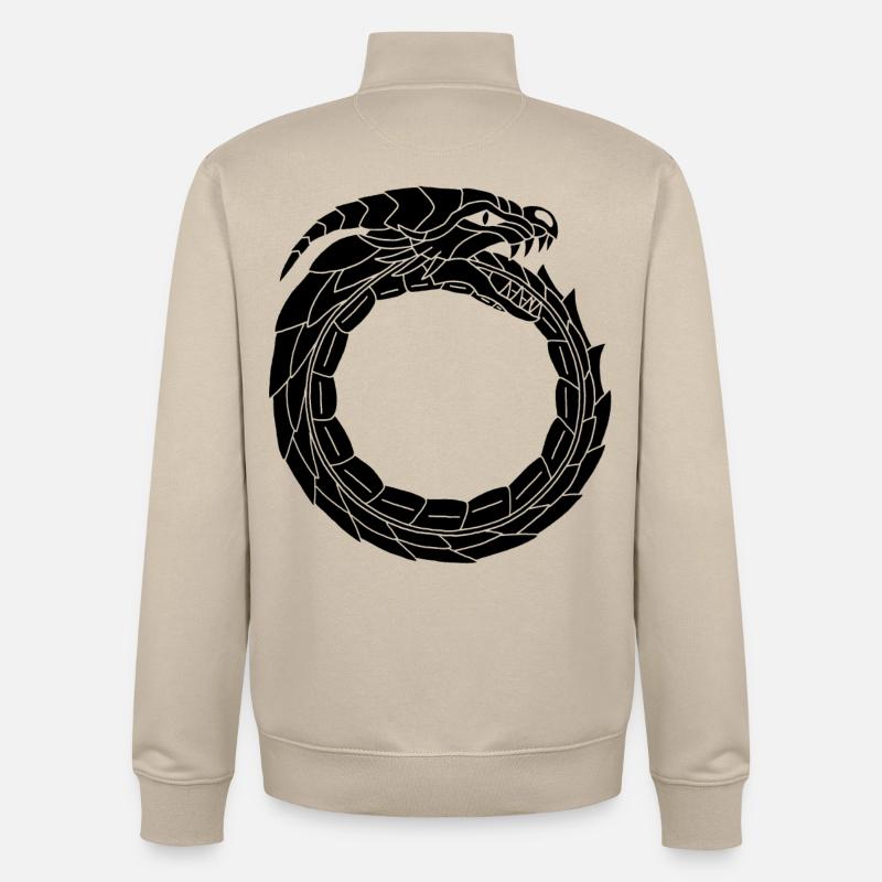 Devouring Black Dragon - Unisex Organic Zip Sweatshirt by Stanley/Stella - desert dust
